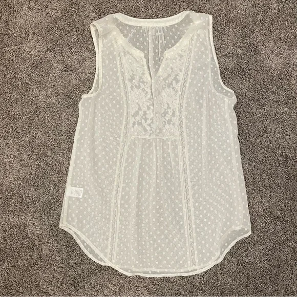 StitchFix Daniel Rainn Sleeveless Blouse with Lace, Cream, Size Medium - Picture 8 of 12